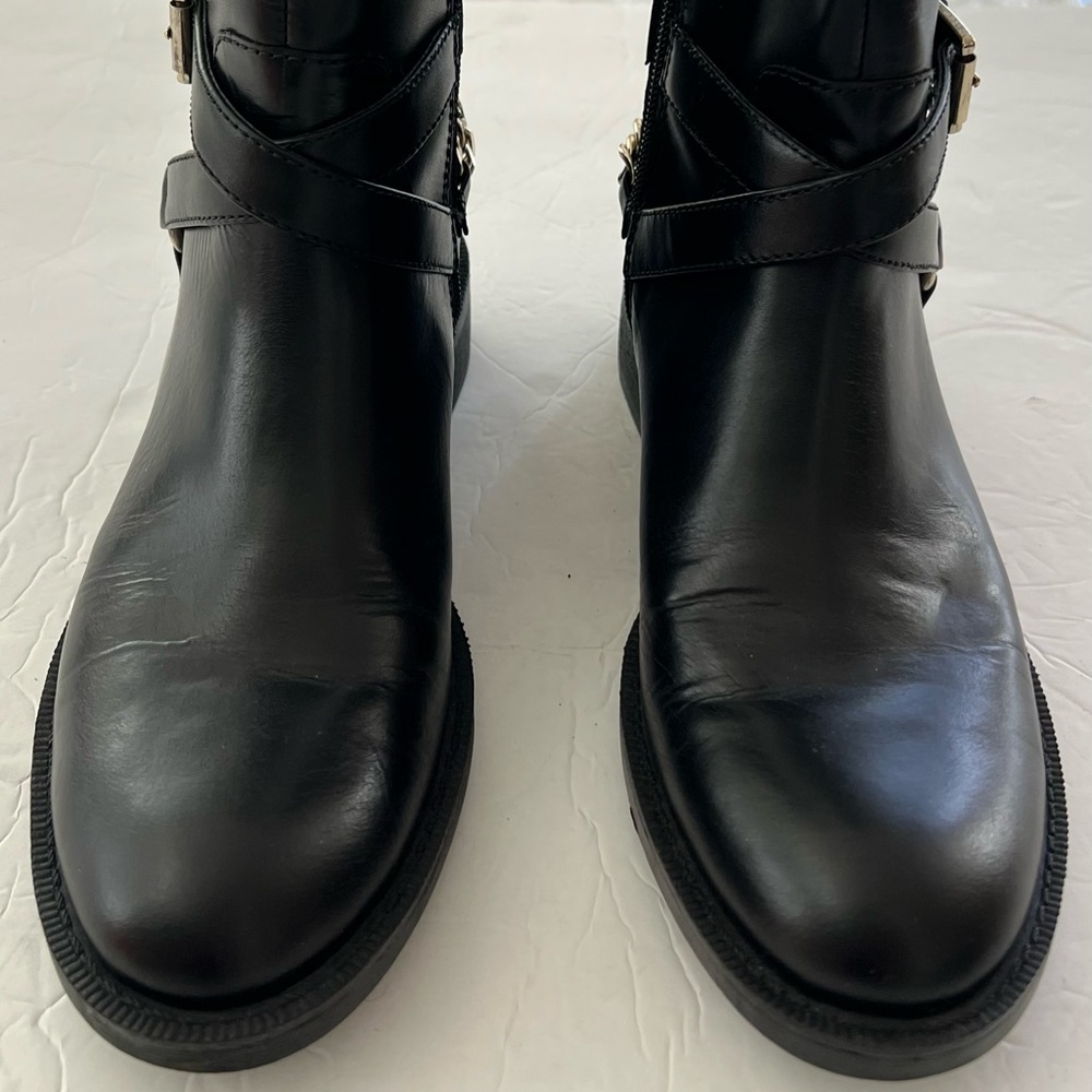 NEW Women Enzo Angiolini leather, chain style, mid calf  boots, black, size 6.5